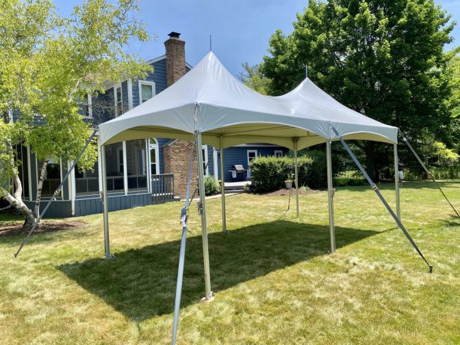 10×20 HP – Long Grove 10x20 high peak tent in backyard