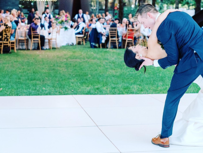 White Dance Floor Couple dancing on a white dance floor outside