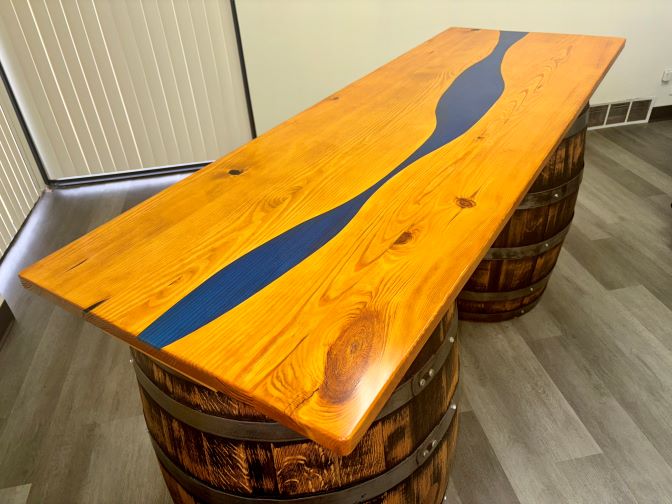 Epoxy River Bar 1 Epoxy River Whiskey Barrel Bar